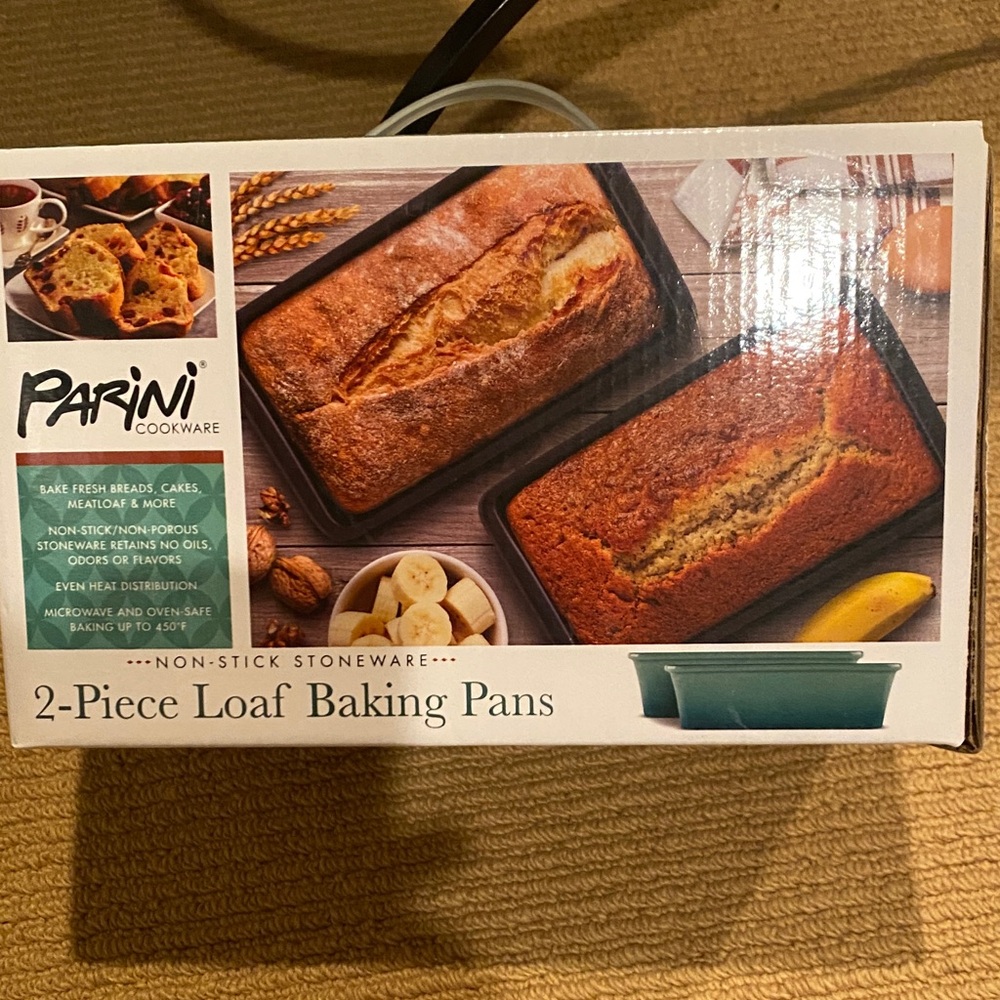 Parini Non-Stick Stoneware Loaf Pans - Black and Teal